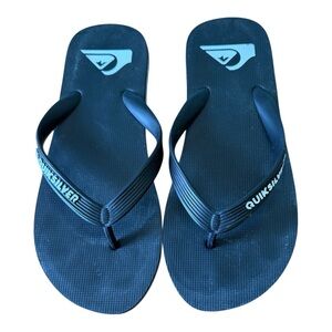 Quicksilver Men's 8/9 Flip Flops Thong Sandals Beach Surfing Black/White